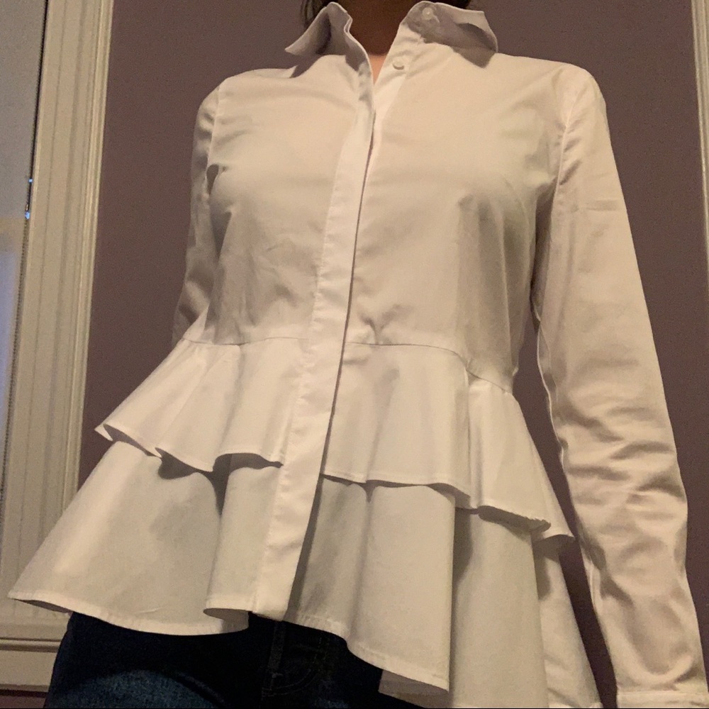 White Ruffled Button Down - image 1